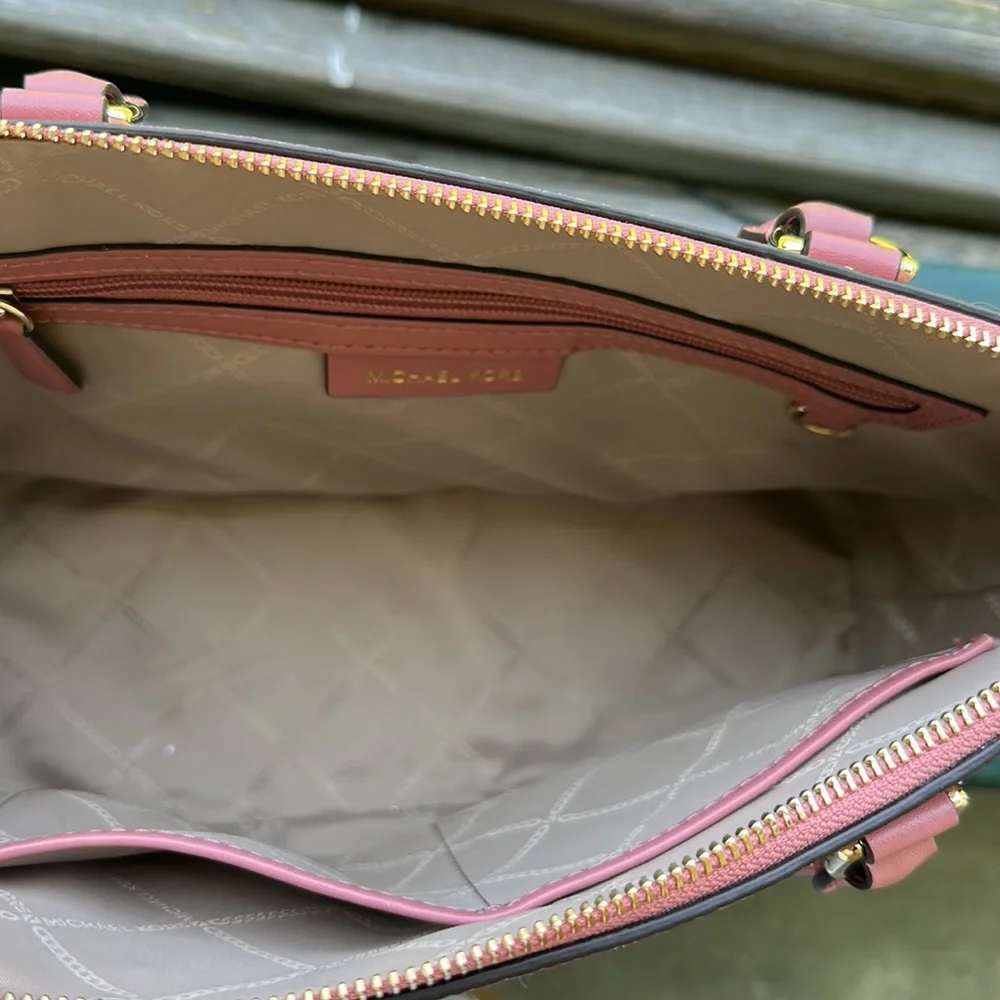 New with tags Michael Kors medium Sienna leather satchel in color Rose. - Picture 4 of 6